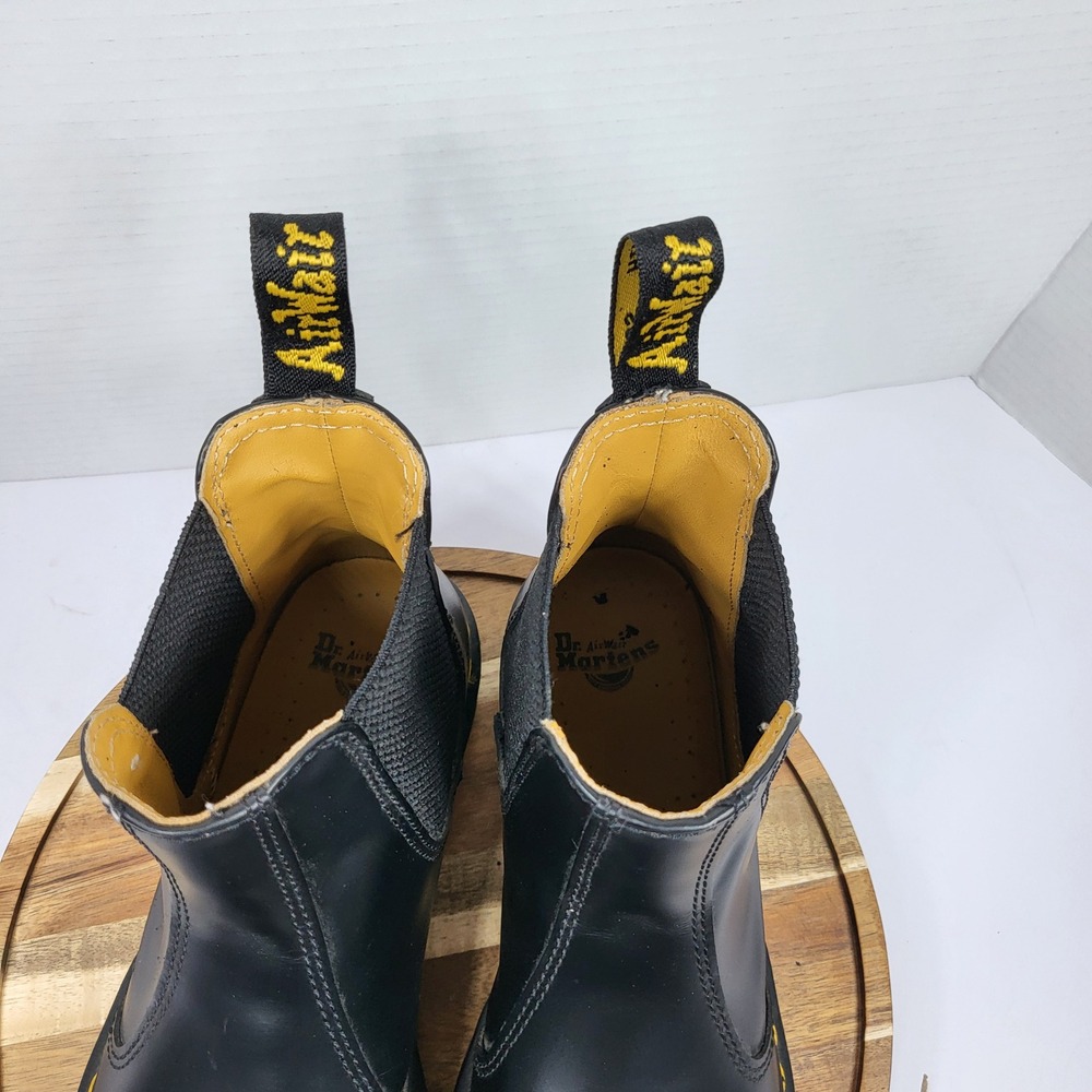 Dr. Martens 2976 Chelsea Boots Women 8 Black Good Smooth Leather Yellow Stitch - Picture 4 of 10